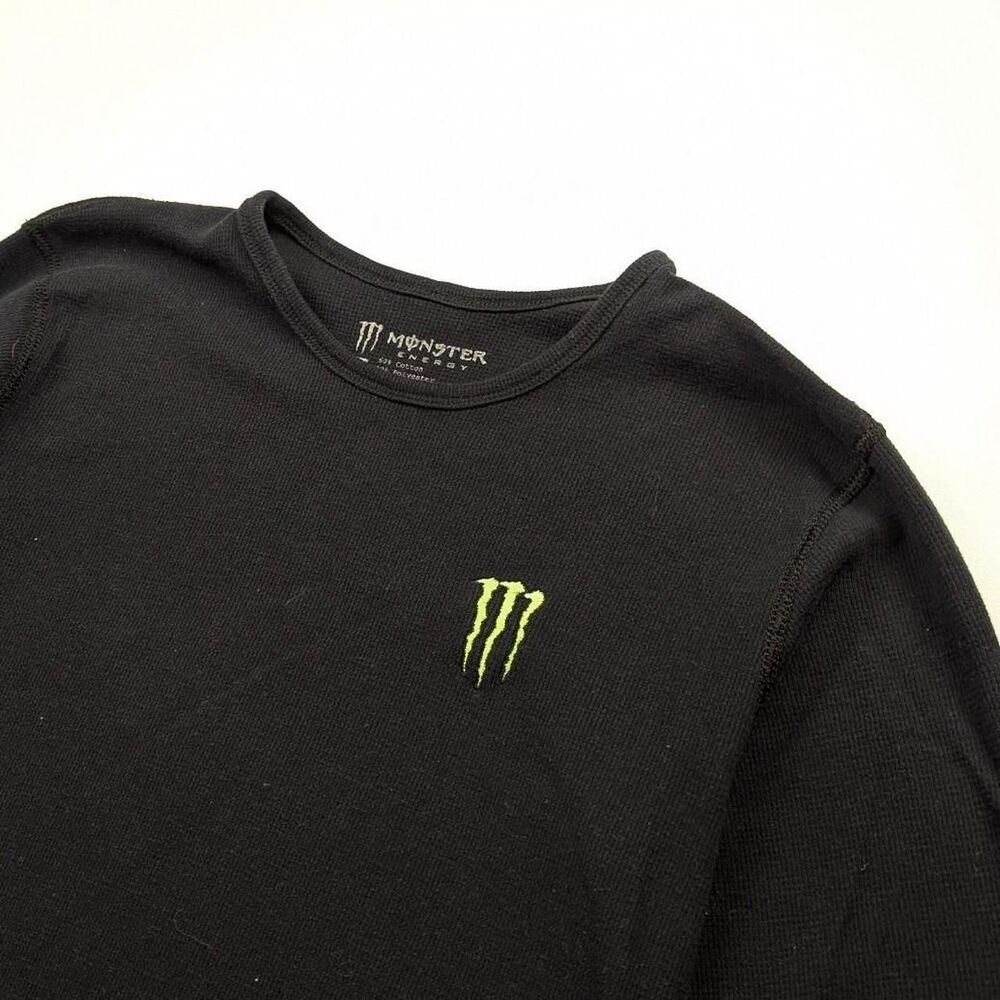 Y2K Monster Energy Black Long sleeve Thermal Shirt Size Large Racing Moto